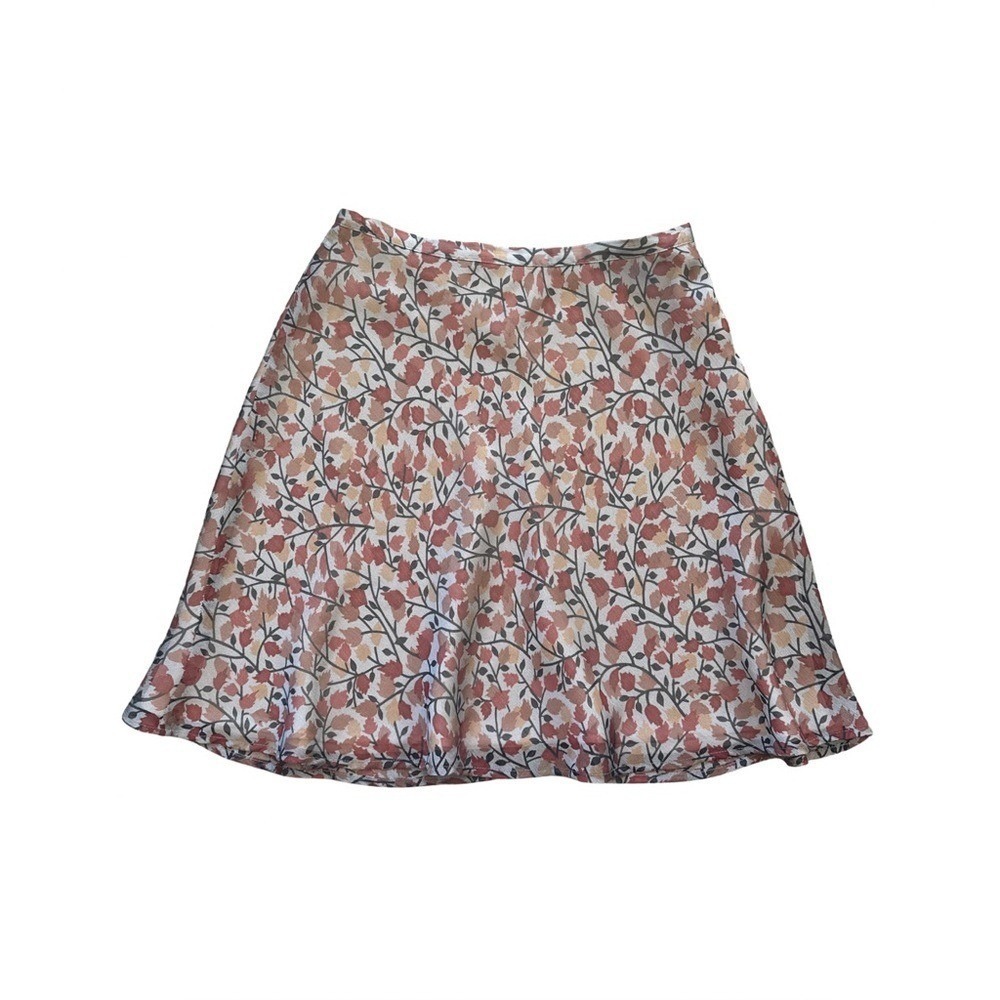 Ann Taylor Petite Floral Skater Skirt 4 Grey A-Line Floral Print Made in USA